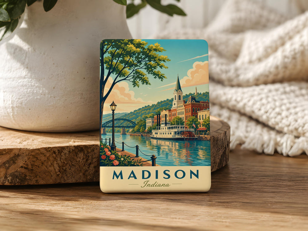 Madison Indiana Fridge Magnet, Madison IN Souvenir Magnet, Historic River Town Gift, Indiana Travel Keepsake Magnet