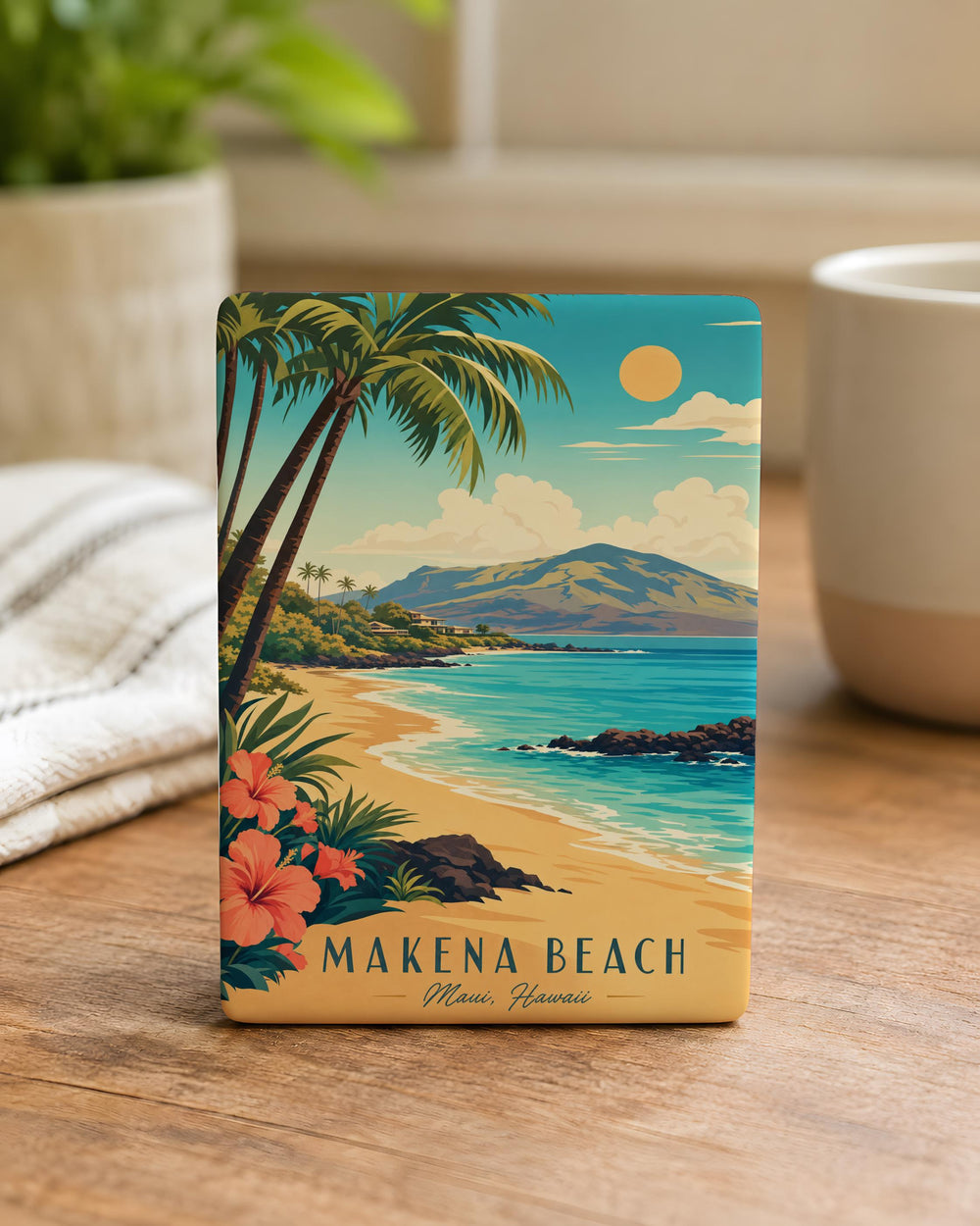 Makena Beach Hawaii Fridge Magnet, Maui Beach Souvenir Magnet, Tropical Ocean Shoreline Travel Gift
