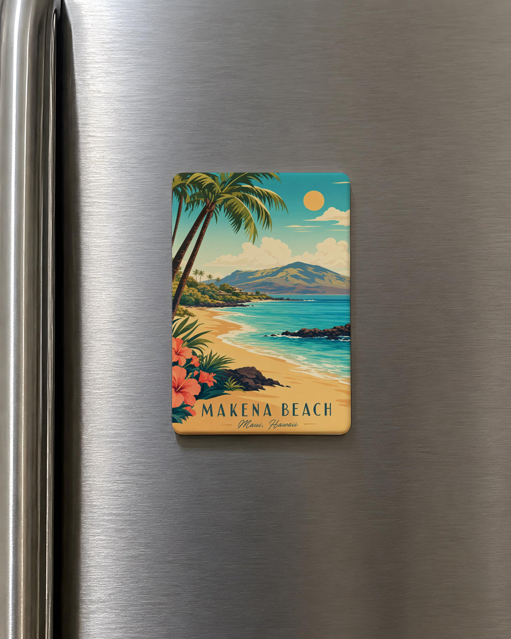 Makena Beach Hawaii Fridge Magnet, Maui Beach Souvenir Magnet, Tropical Ocean Shoreline Travel Gift