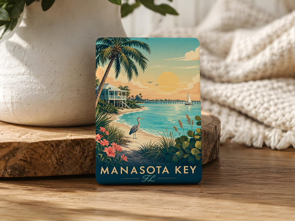 Manasota Key FL Fridge Magnet, Florida Gulf Coast Souvenir Magnet, Manasota Key Beach Gift, Sarasota County Travel Keepsake