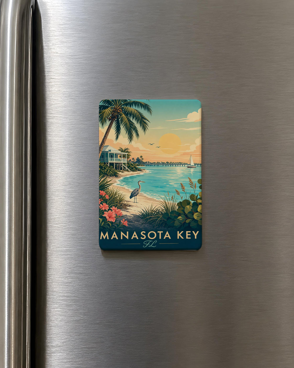 Manasota Key FL Fridge Magnet, Florida Gulf Coast Souvenir Magnet, Manasota Key Beach Gift, Sarasota County Travel Keepsake