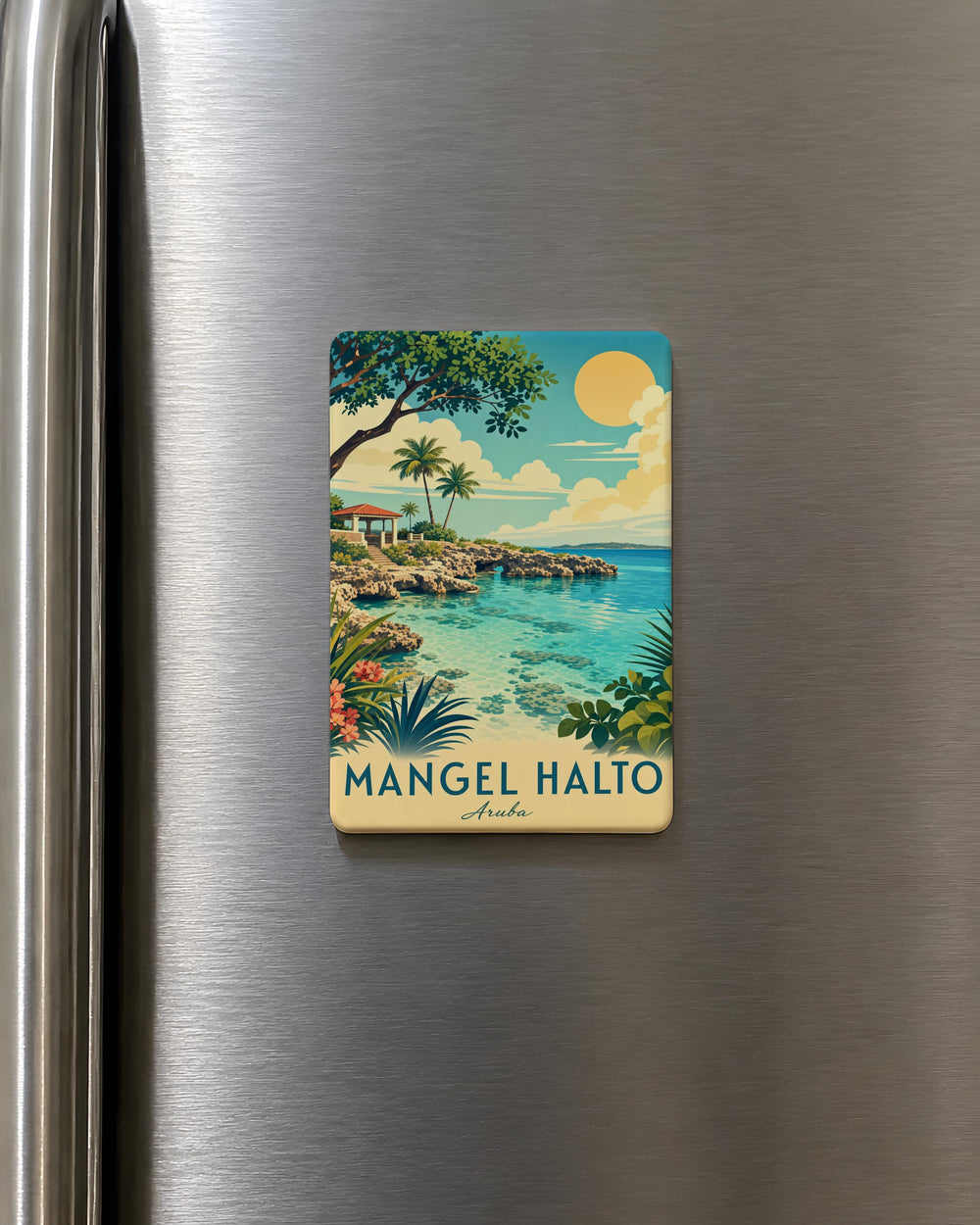 Mangel Halto Aruba Fridge Magnet Coastal Beach Cove Landmark Souvenir Magnet Caribbean Travel Gift Refrigerator Magnet