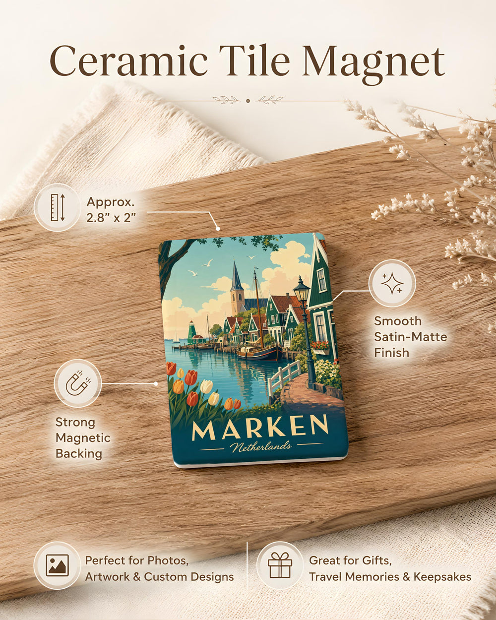 Marken Netherlands Fridge Magnet, Dutch Village Landmark Souvenir Magnet, Holland Travel Gift, Netherlands Keepsake Magnet