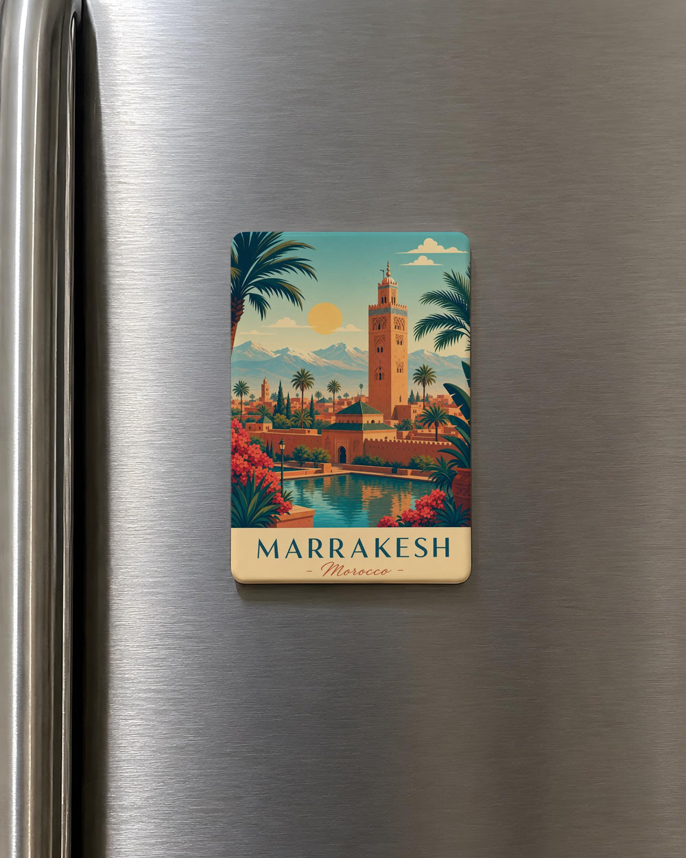 Marrakesh Morocco Fridge Magnet, Marrakech City Souvenir Magnet, Moroccan Travel Landmark Refrigerator Magnet