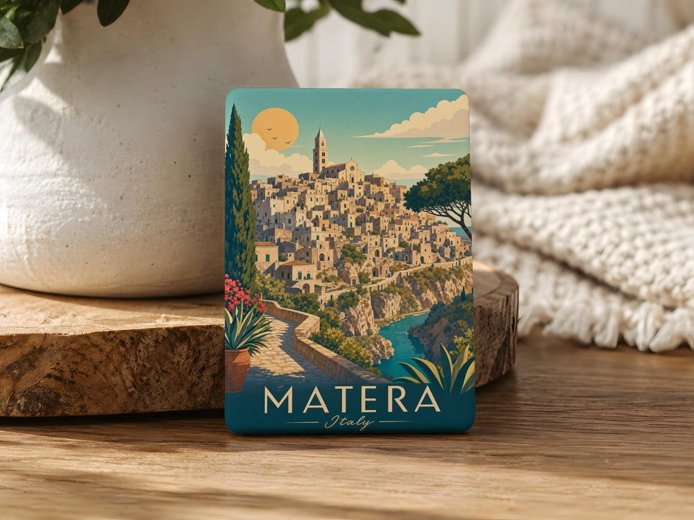 Matera Italy Fridge Magnet, Matera Sassi Cave Dwellings Souvenir, Basilicata Travel Gift, Italian Landmark Magnet