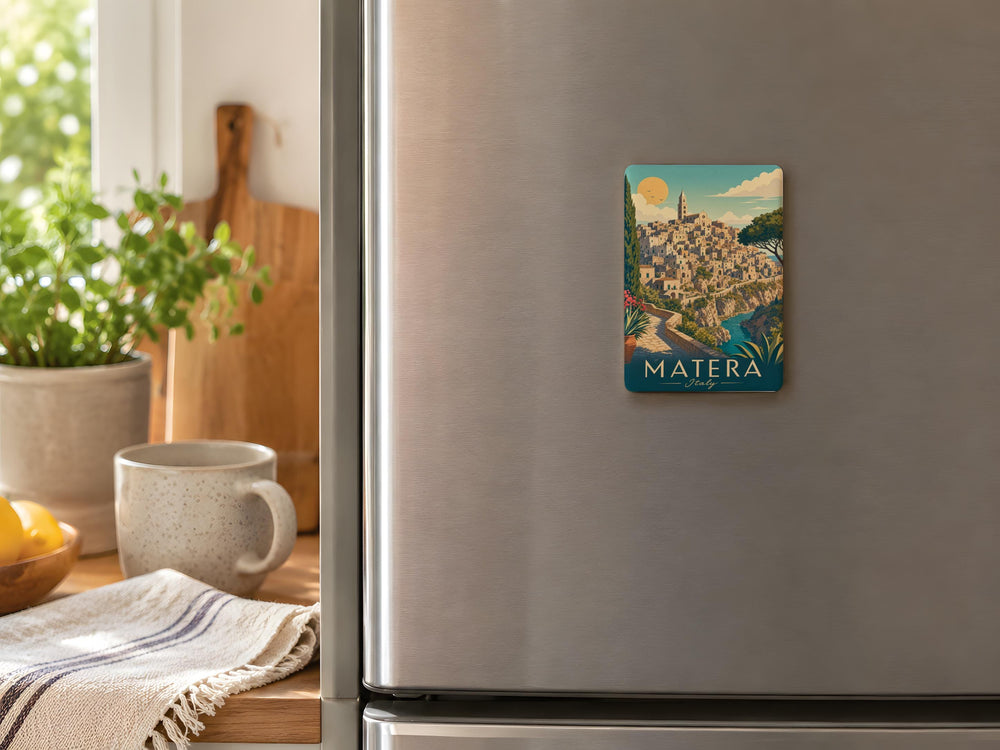 Matera Italy Fridge Magnet, Matera Sassi Cave Dwellings Souvenir, Basilicata Travel Gift, Italian Landmark Magnet