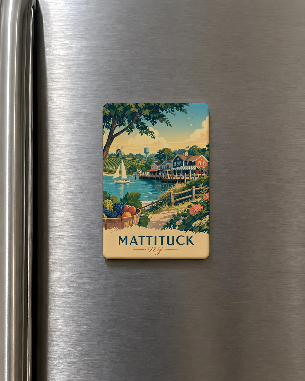 Mattituck NY Fridge Magnet, Mattituck New York Souvenir Magnet, Long Island Travel Gift, North Fork Keepsake Magnet