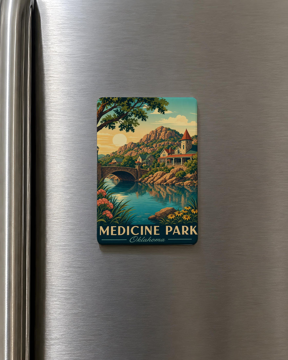 Medicine Park Oklahoma Fridge Magnet, Medicine Park Souvenir Magnet, Oklahoma Travel Gift, Wichita Mountains Keepsake Magnet