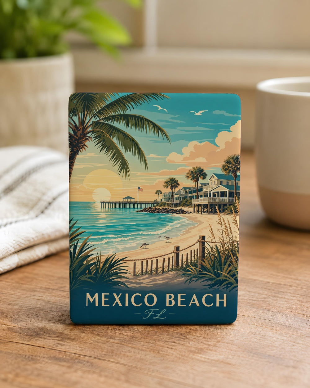Mexico Beach FL Fridge Magnet, Florida Gulf Coast Souvenir, Beach Town Vacation Keepsake, Mexico Beach Florida Travel Gift
