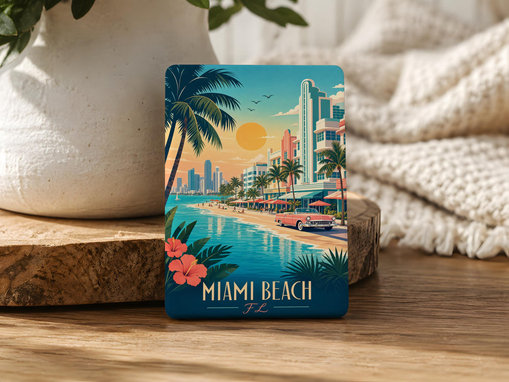Miami Beach Florida Fridge Magnet, Miami Beach FL Souvenir Magnet, Beach Vacation Travel Gift, Coastal City Keepsake Magnet
