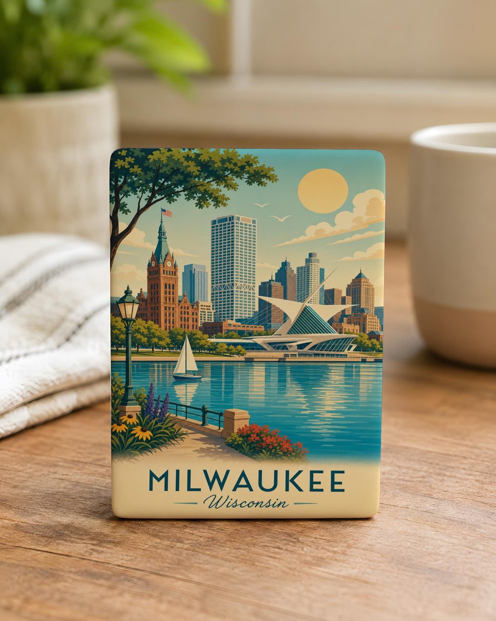 Milwaukee Wisconsin Fridge Magnet, Milwaukee Souvenir Magnet, Wisconsin Travel Gift, Milwaukee Landmark Magnet, City Magnet