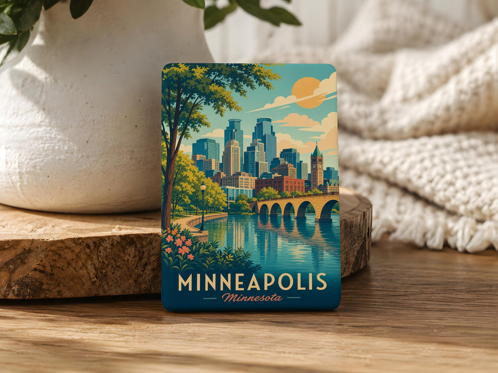 Minneapolis Minnesota Fridge Magnet, Minneapolis Skyline Souvenir Magnet, Minnesota Travel Gift, Twin Cities Landmark Magnet
