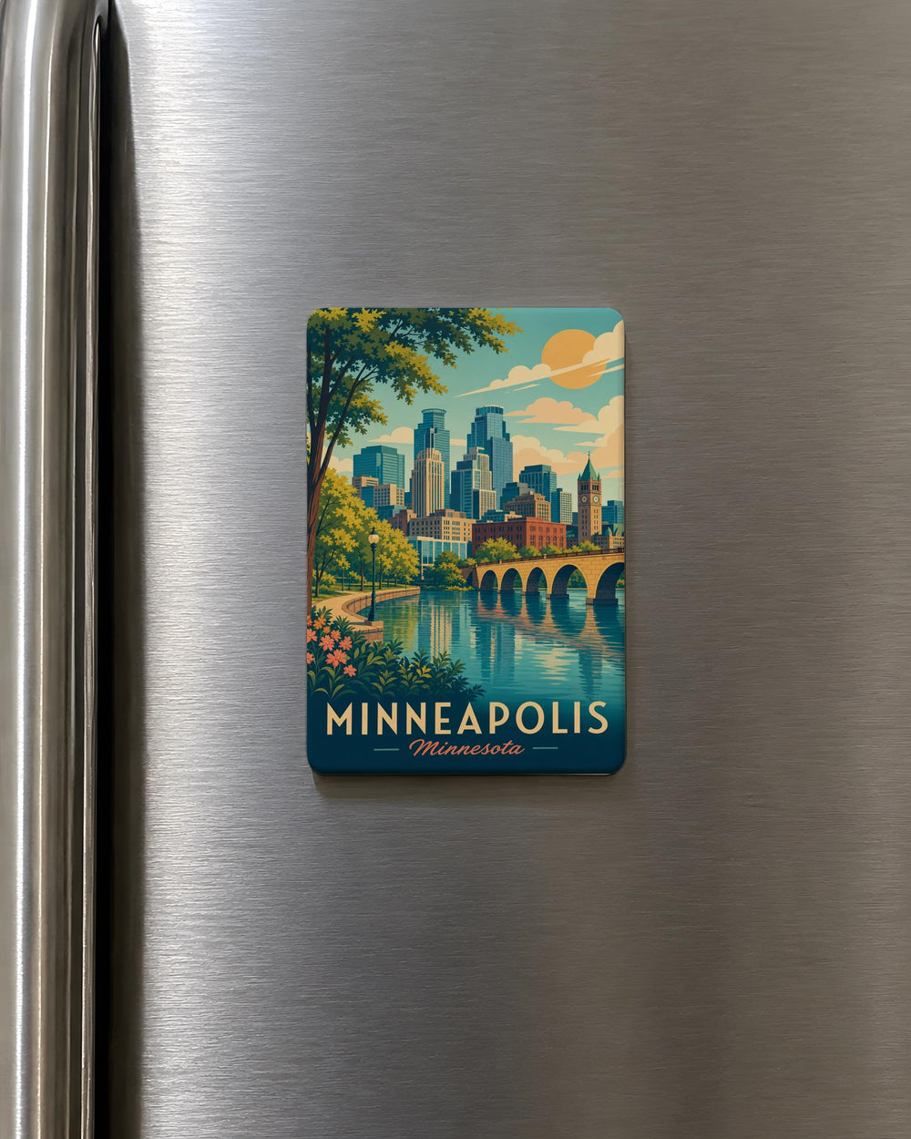 Minneapolis Minnesota Fridge Magnet, Minneapolis Skyline Souvenir Magnet, Minnesota Travel Gift, Twin Cities Landmark Magnet