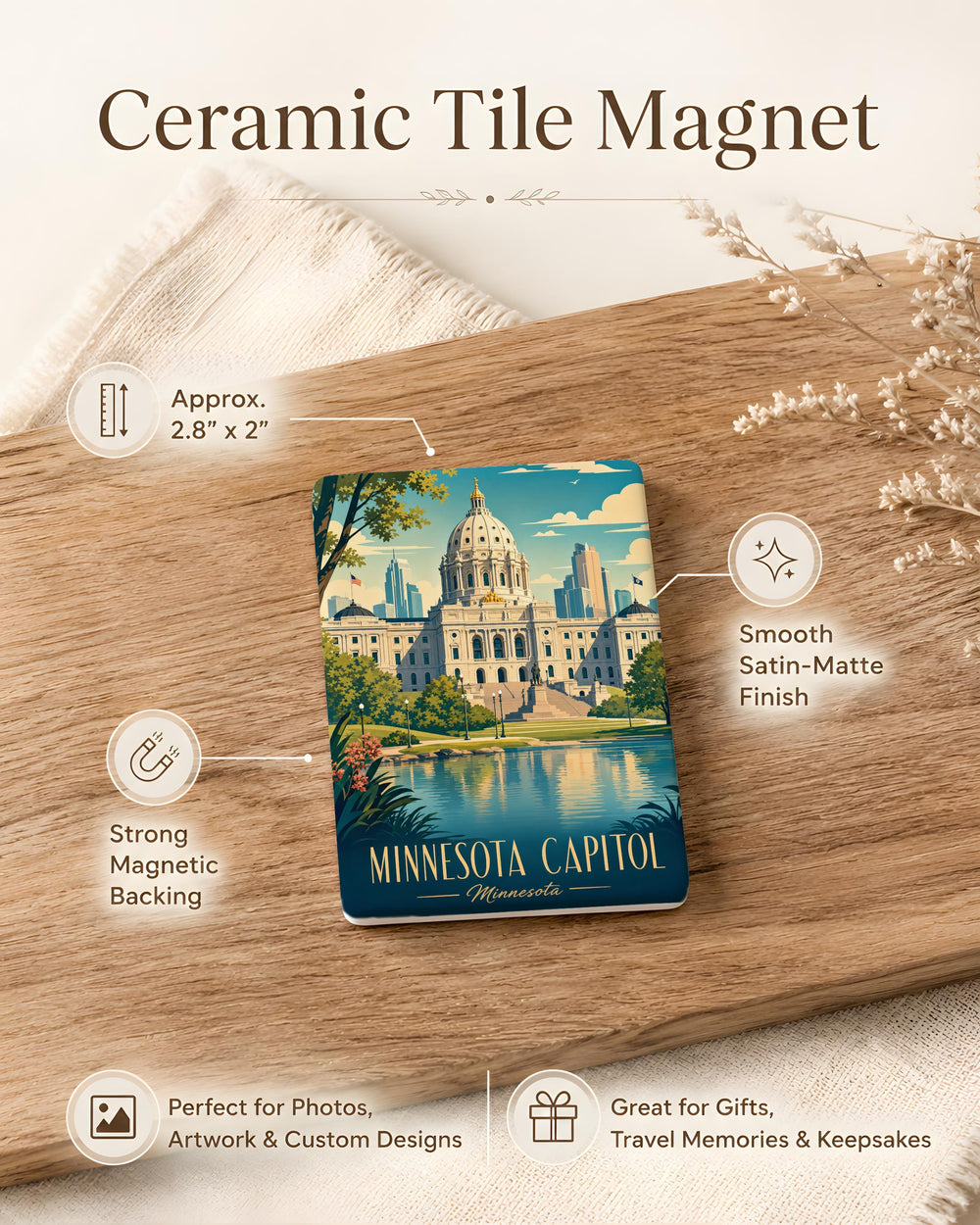 Minnesota State Capitol Fridge Magnet, St. Paul Minnesota Landmark Souvenir Magnet, Minnesota Capitol Building Magnet