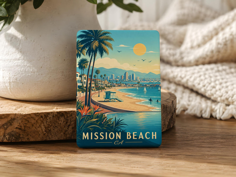 Mission Beach California Fridge Magnet, San Diego Beach Souvenir, Coastal Vacation Travel Gift, Oceanfront Landmark Keepsake