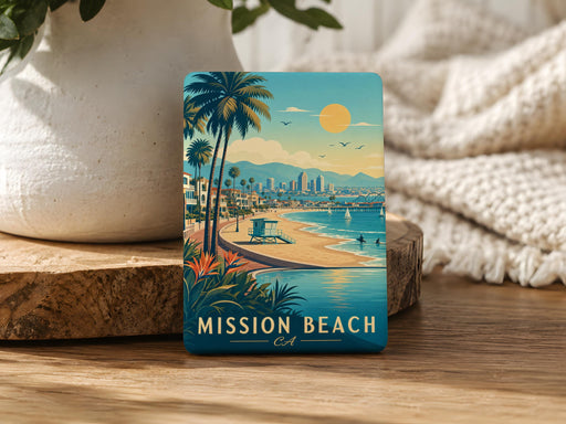 Mission Beach California Fridge Magnet, San Diego Beach Souvenir, Coastal Vacation Travel Gift, Oceanfront Landmark Keepsake