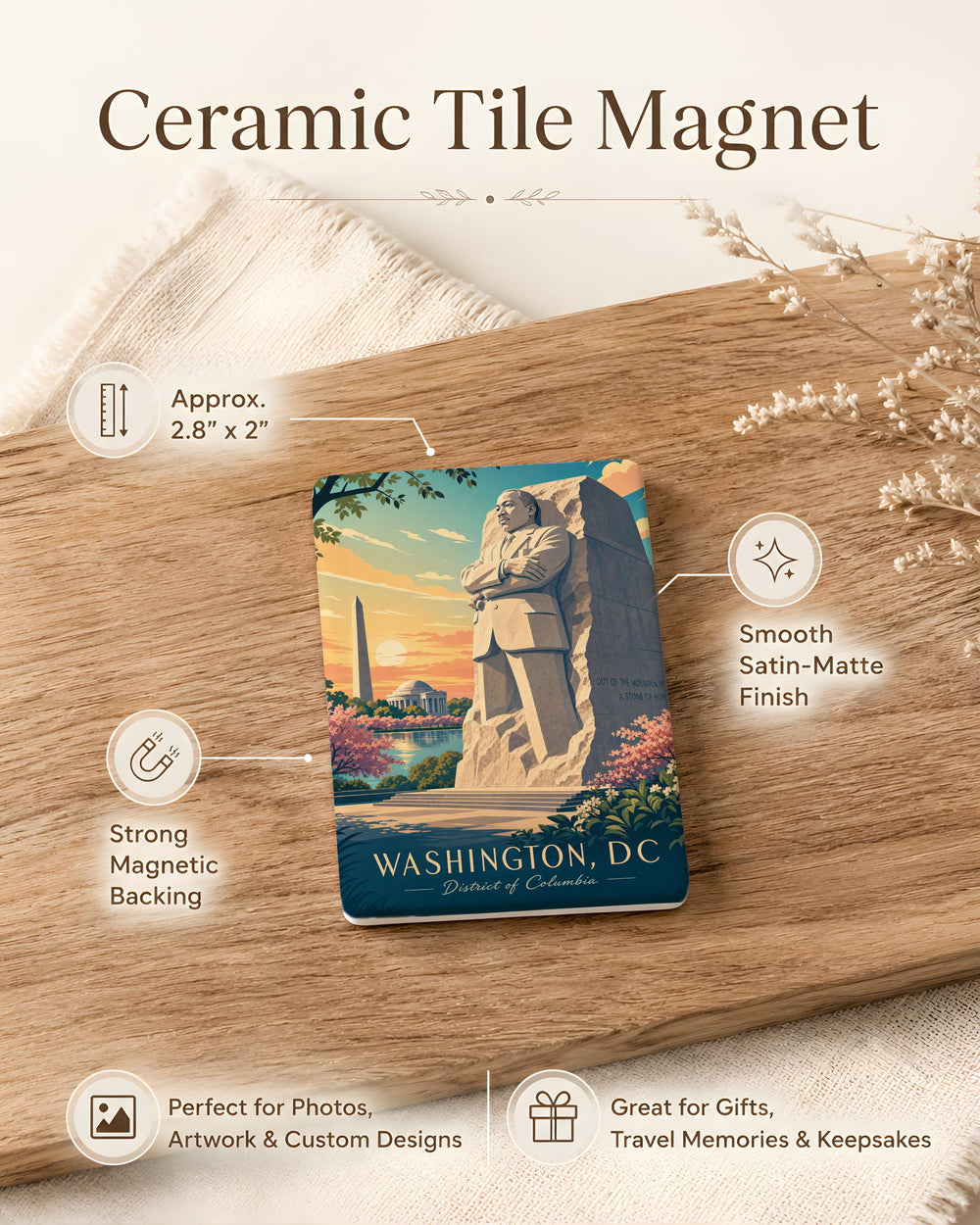 MLK Memorial Fridge Magnet, Martin Luther King Jr. Memorial Souvenir Magnet, Washington DC Landmark Gift, Civil Rights Tribute Magnet