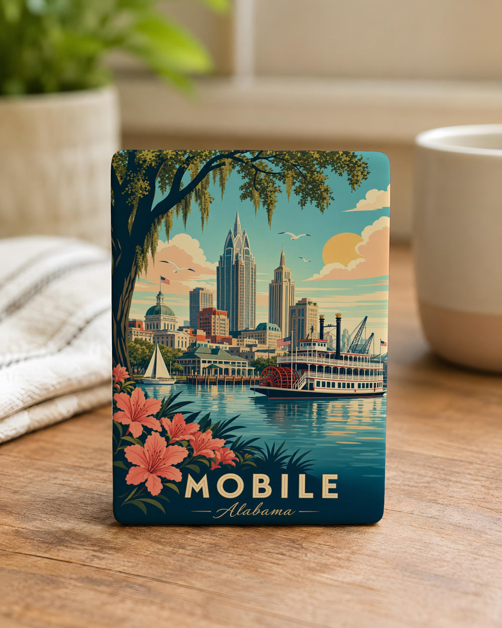 Mobile Alabama Fridge Magnet, Mobile AL Souvenir Magnet, Alabama Gulf Coast Travel Keepsake, Mobile Bay Landmark Magnet