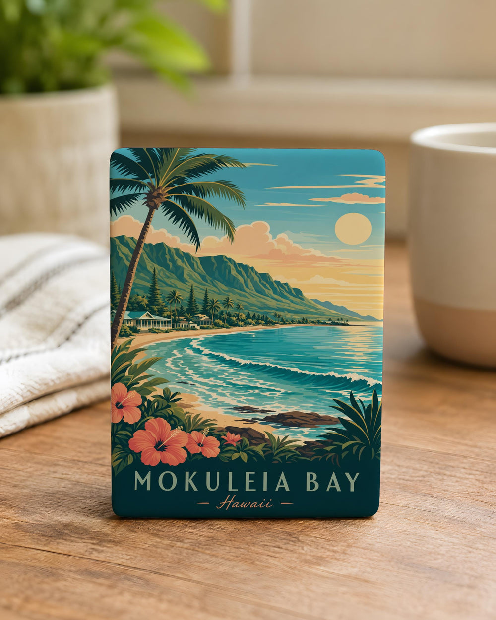 Mokuleia Bay Hawaii Fridge Magnet, Oahu Beach Scene Souvenir Magnet, Hawaiian Coastline Travel Gift