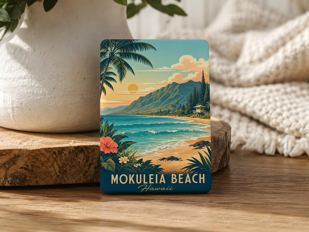 Mokuleia Beach Fridge Magnet, Oahu Hawaii Coastal Shoreline Souvenir, Island Beach Scene Kitchen Magnet