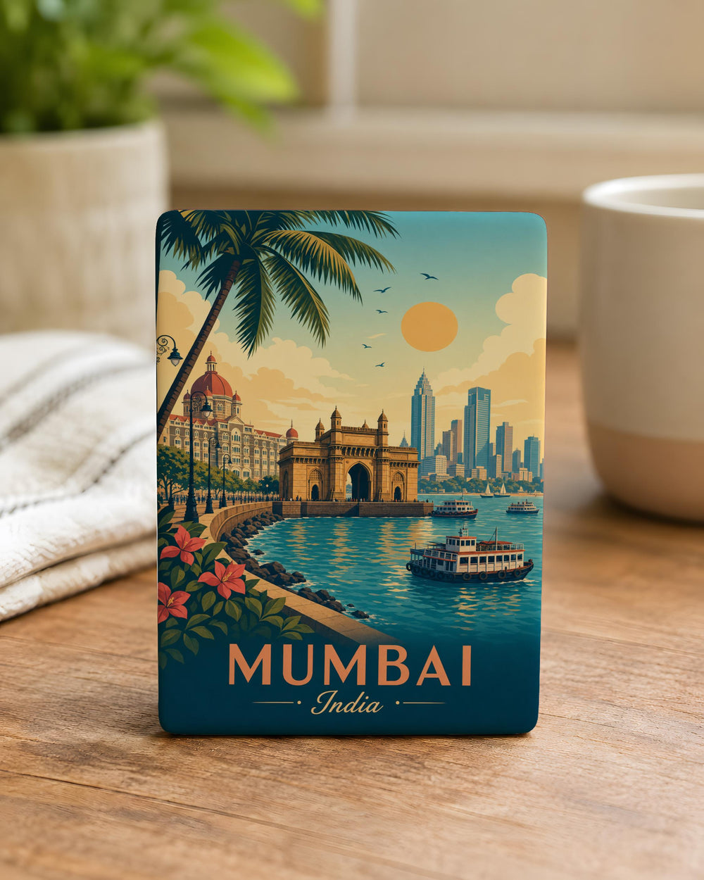 Mumbai India Fridge Magnet, Mumbai Skyline Souvenir Magnet, India Travel Keepsake, Mumbai Landmark Refrigerator Magnet