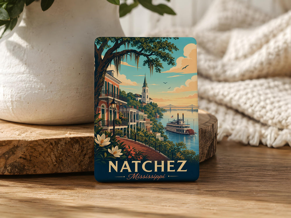 Natchez Mississippi Fridge Magnet, Natchez MS Souvenir Magnet, Mississippi Travel Gift, Natchez Landmark Keepsake Magnet
