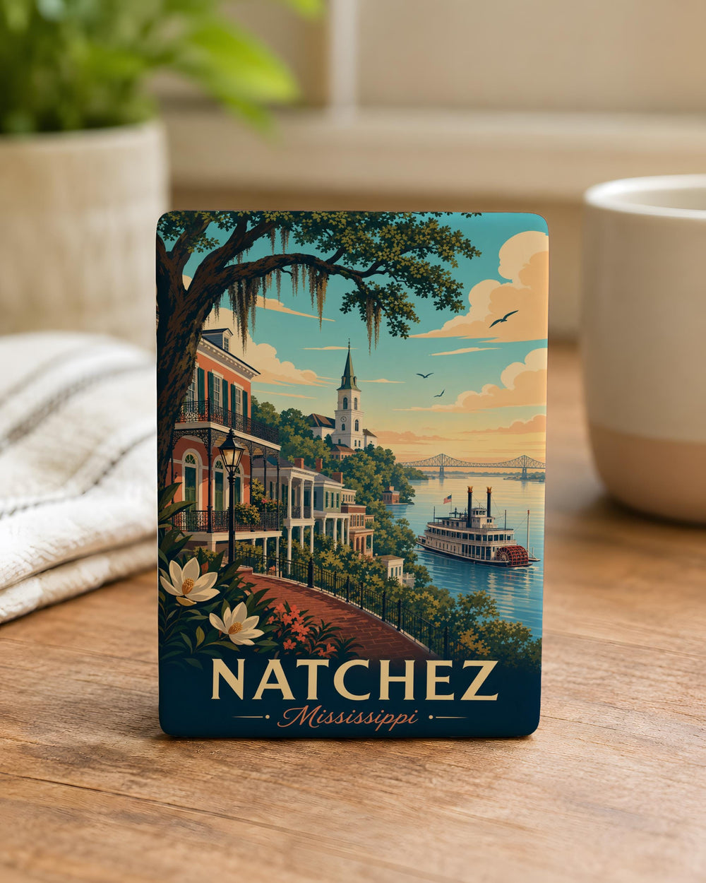 Natchez Mississippi Fridge Magnet, Natchez MS Souvenir Magnet, Mississippi Travel Gift, Natchez Landmark Keepsake Magnet