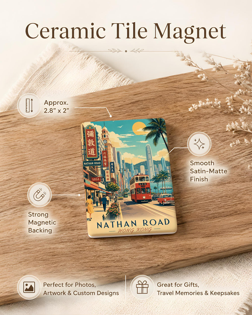 Nathan Road Fridge Magnet, Hong Kong Street Sign Souvenir Magnet, Kowloon Travel Gift, City Landmark Keepsake Magnet