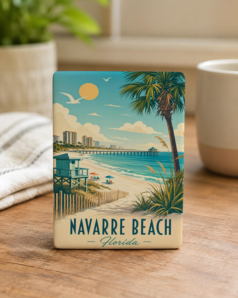 Navarre Beach Fridge Magnet, Florida Beach Souvenir Magnet, Navarre Beach FL Coastal Travel Keepsake Magnet