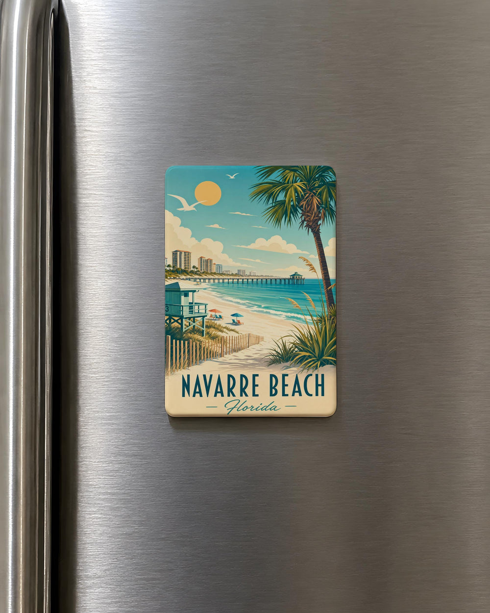 Navarre Beach Fridge Magnet, Florida Beach Souvenir Magnet, Navarre Beach FL Coastal Travel Keepsake Magnet