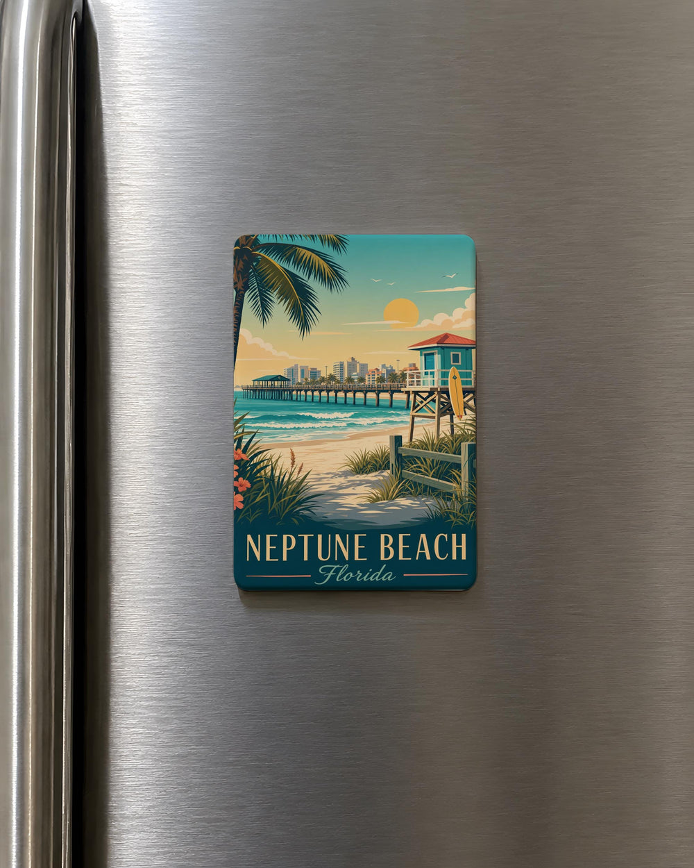 Neptune Beach FL Fridge Magnet, Neptune Beach Florida Souvenir Magnet, Coastal Beach Town Travel Keepsake Gift