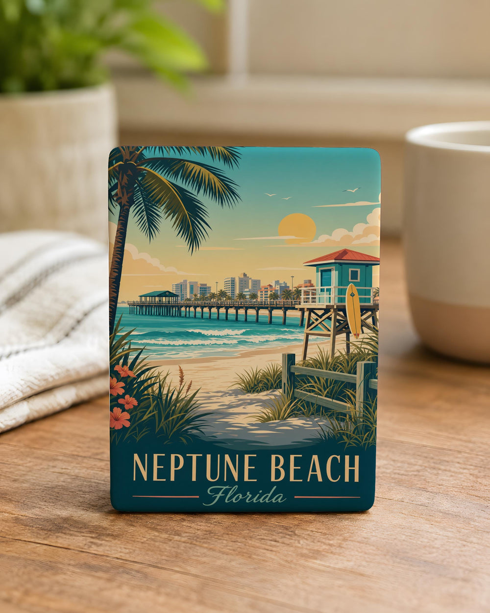Neptune Beach FL Fridge Magnet, Neptune Beach Florida Souvenir Magnet, Coastal Beach Town Travel Keepsake Gift