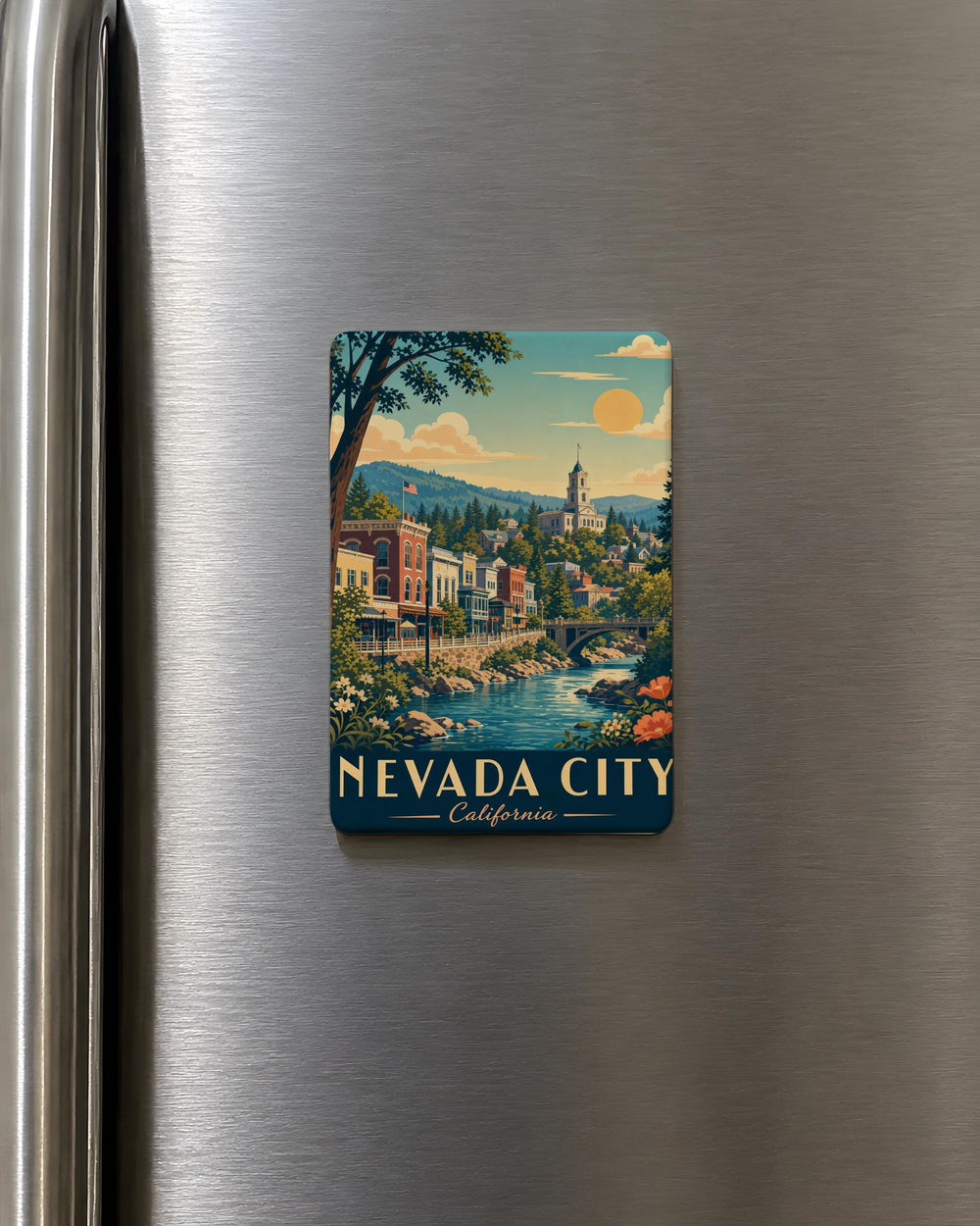 Nevada City CA Fridge Magnet, Nevada City California Souvenir Magnet, Historic Gold Rush Town Travel Keepsake Magnet