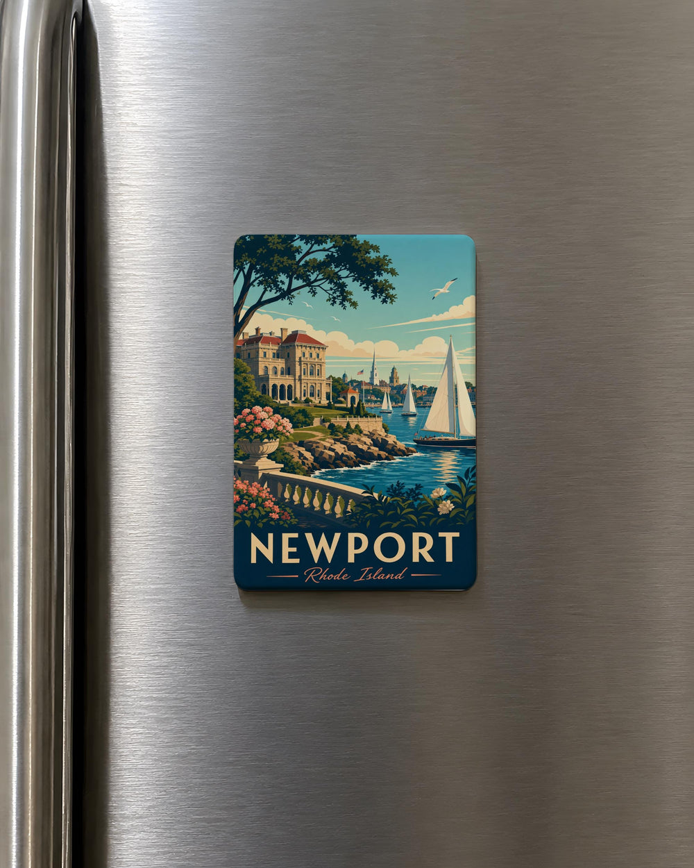 Newport Rhode Island Fridge Magnet, Newport RI Souvenir Magnet, Coastal New England Travel Keepsake Magnet