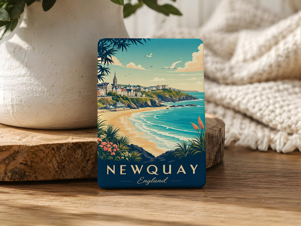 Newquay England Fridge Magnet, Newquay Cornwall Souvenir Magnet, Newquay UK Travel Gift, Coastal Town Keepsake Magnet