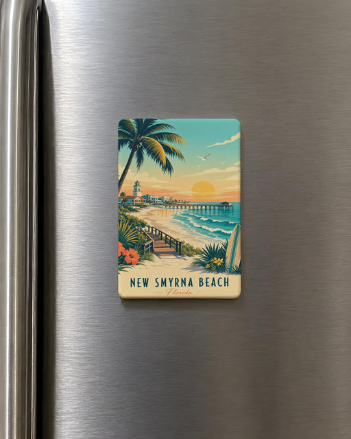 New Smyrna Beach FL Fridge Magnet, Florida Beach Souvenir Magnet, New Smyrna Beach Vacation Keepsake Gift