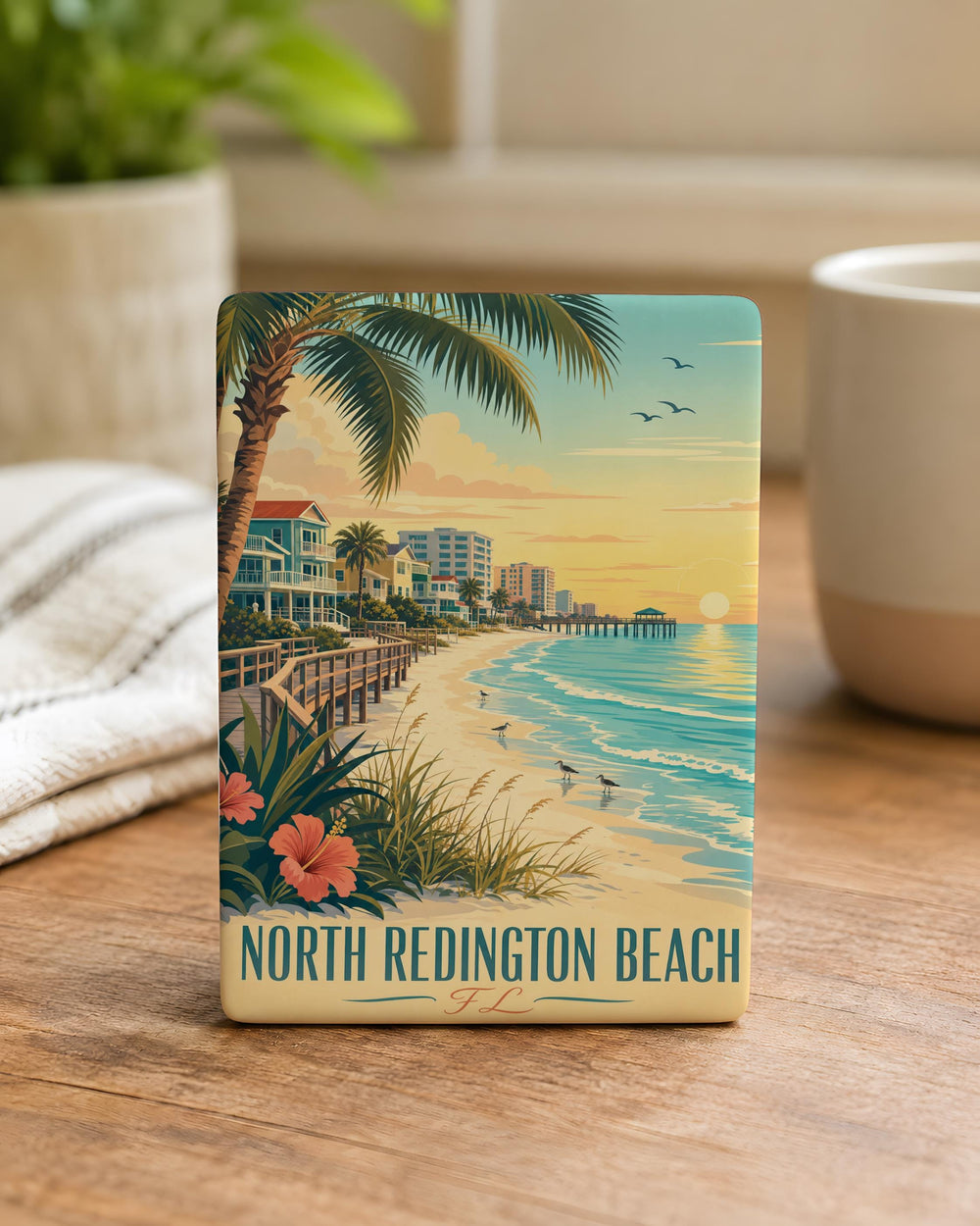 North Redington Beach FL Fridge Magnet, Florida Beach Town Souvenir Magnet, Gulf Coast Vacation Keepsake, Coastal Location Magnet