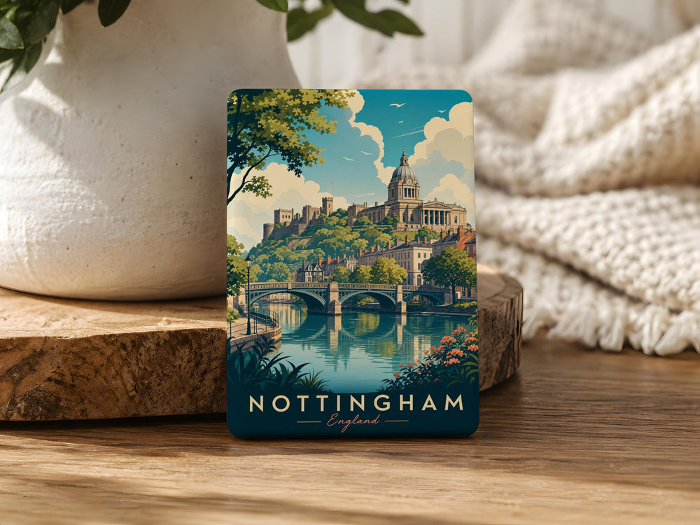 Nottingham England Fridge Magnet, Nottingham City Souvenir Magnet, UK Travel Keepsake Refrigerator Magnet