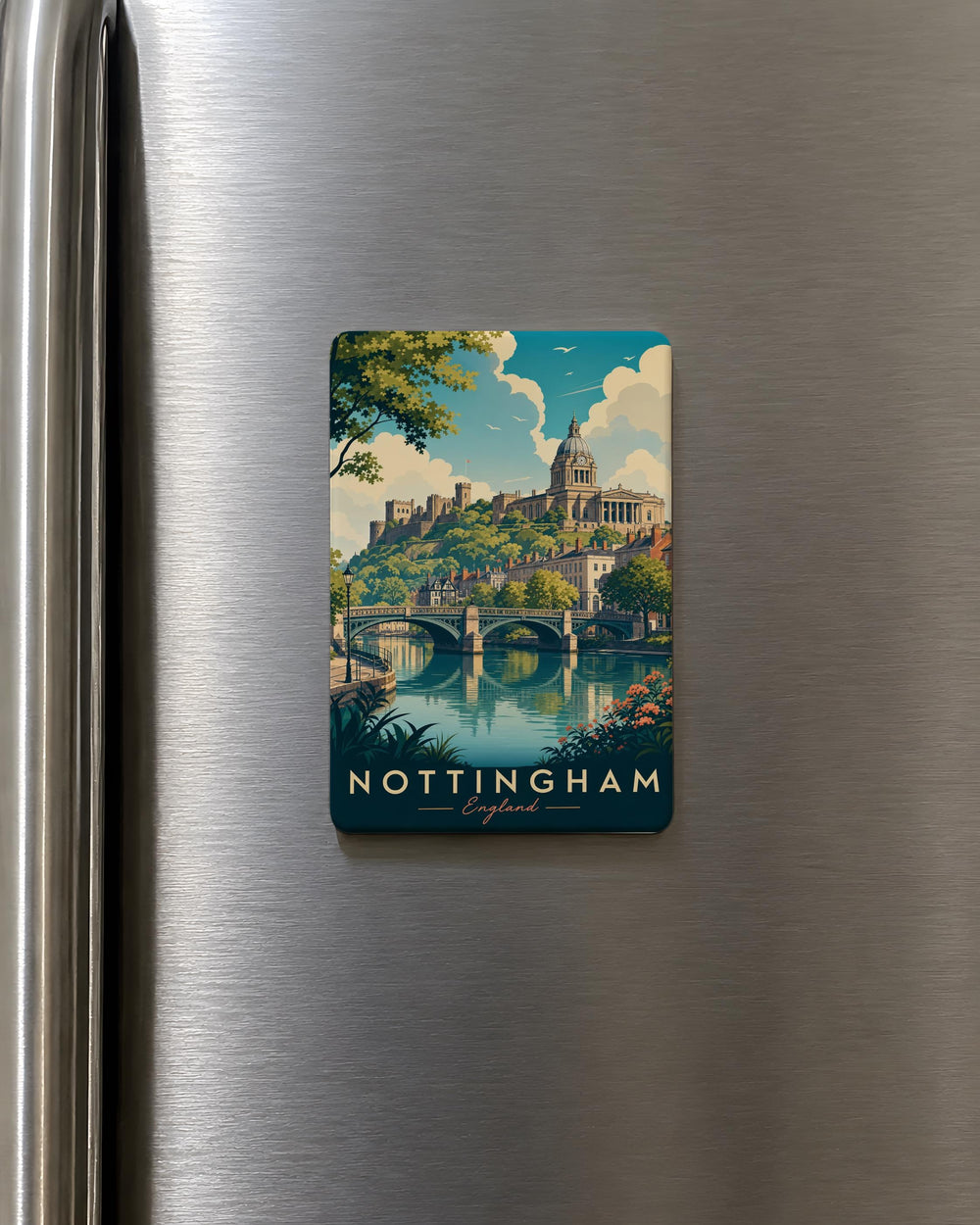 Nottingham England Fridge Magnet, Nottingham City Souvenir Magnet, UK Travel Keepsake Refrigerator Magnet