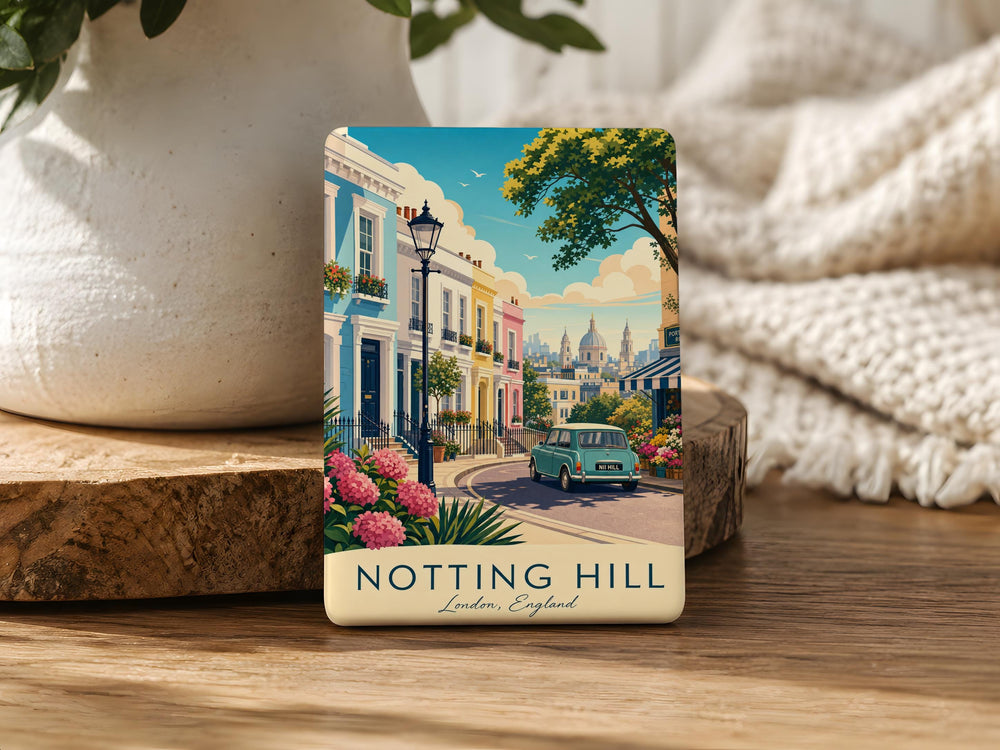 Notting Hill Fridge Magnet, London Neighborhood Souvenir, Portobello Road Market, Travel Keepsake, UK Gift