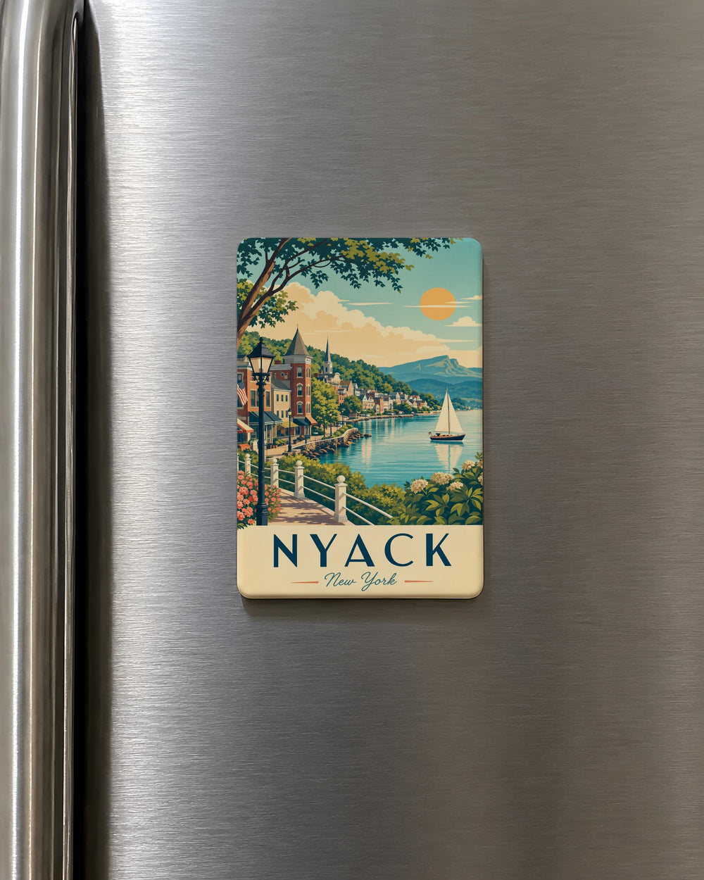 Nyack NY Fridge Magnet, Nyack New York Souvenir Magnet, Hudson River Town Travel Gift, Nyack Landmark Keepsake Magnet