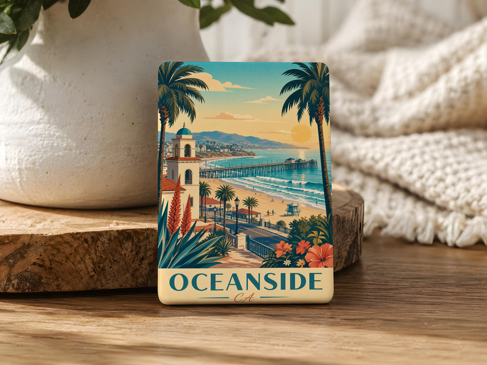 Oceanside CA Fridge Magnet, Oceanside California Souvenir Magnet, Coastal Beach Town Travel Keepsake Magnet