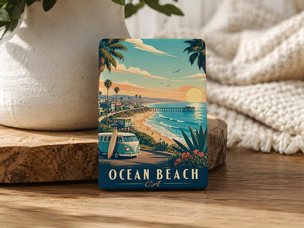 Ocean Beach CA Fridge Magnet, San Diego California Souvenir Magnet, Ocean Beach Travel Gift, Coastal Beach Town Magnet