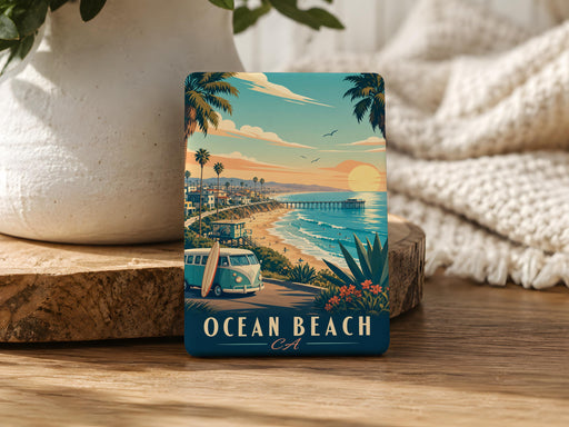 Ocean Beach CA Fridge Magnet, San Diego California Souvenir Magnet, Ocean Beach Travel Gift, Coastal Beach Town Magnet