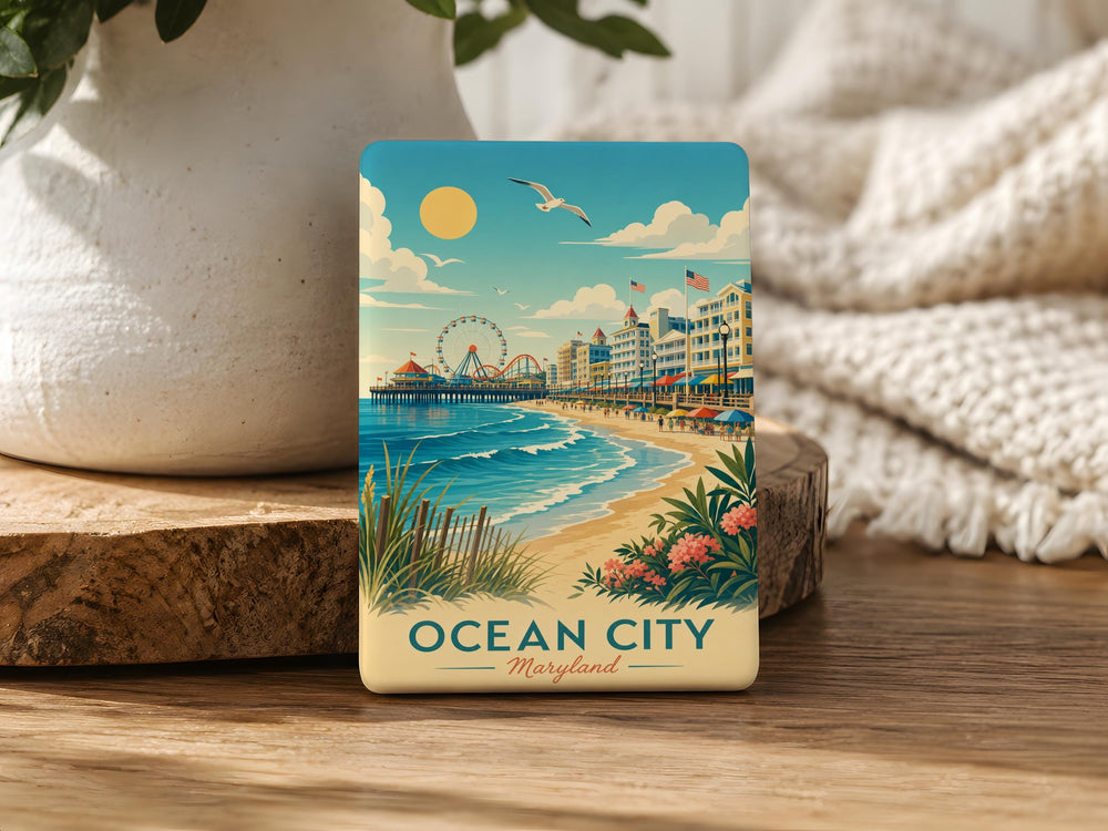 Ocean City Maryland Fridge Magnet, Ocean City Souvenir Magnet, Maryland Beach Vacation Travel Keepsake Magnet