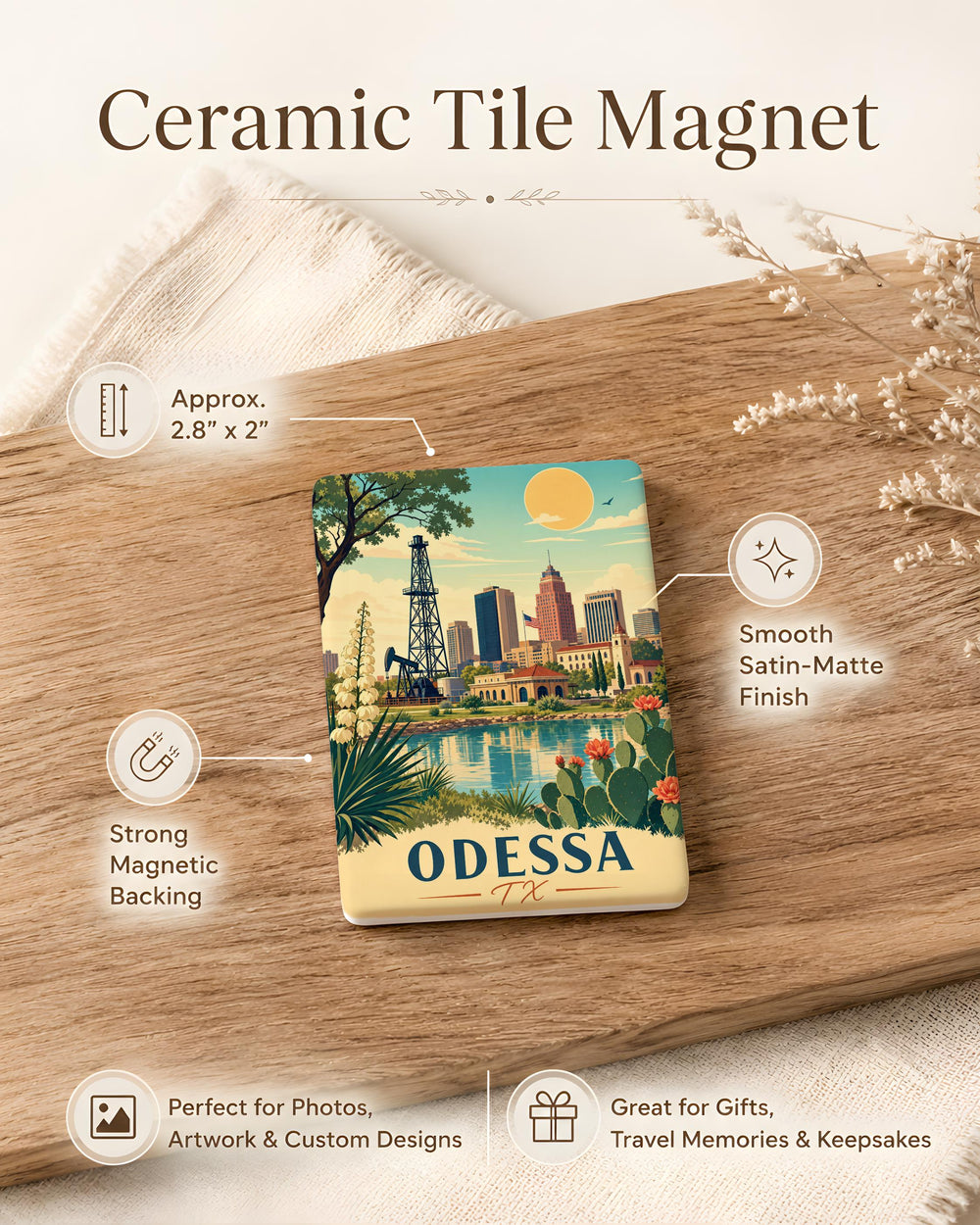 Odessa TX Fridge Magnet, Odessa Texas Souvenir Magnet, West Texas Travel Keepsake, Odessa City Magnet Gift