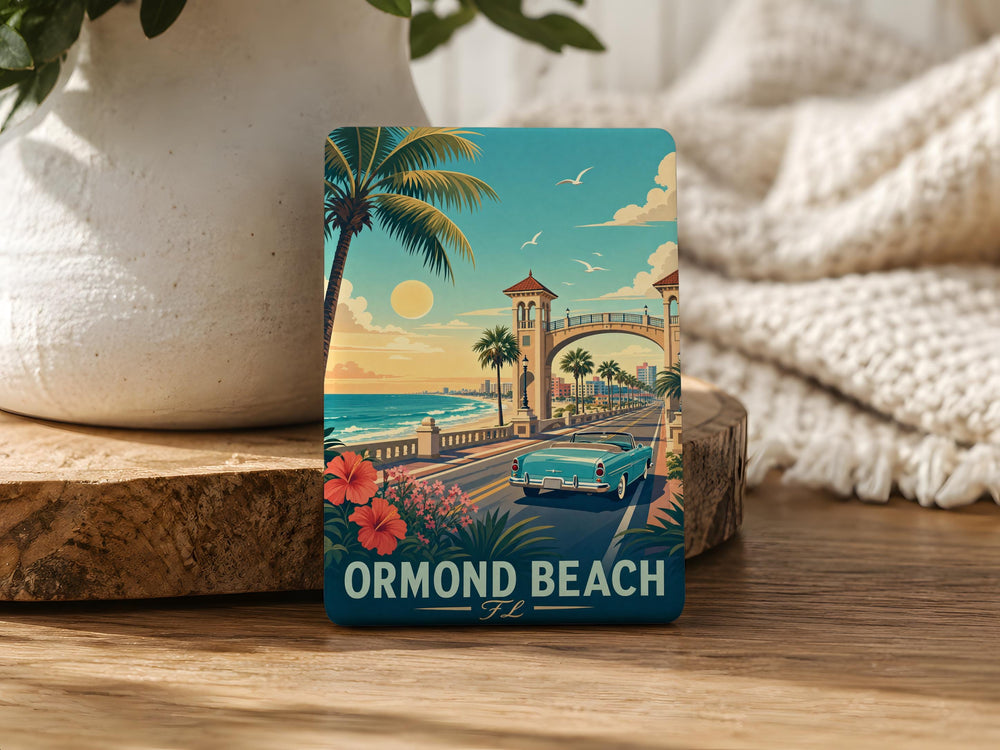 Ormond Beach FL Fridge Magnet, Ormond Beach Florida Souvenir Magnet, Beach Town Travel Gift, Coastal Vacation Keepsake Magnet
