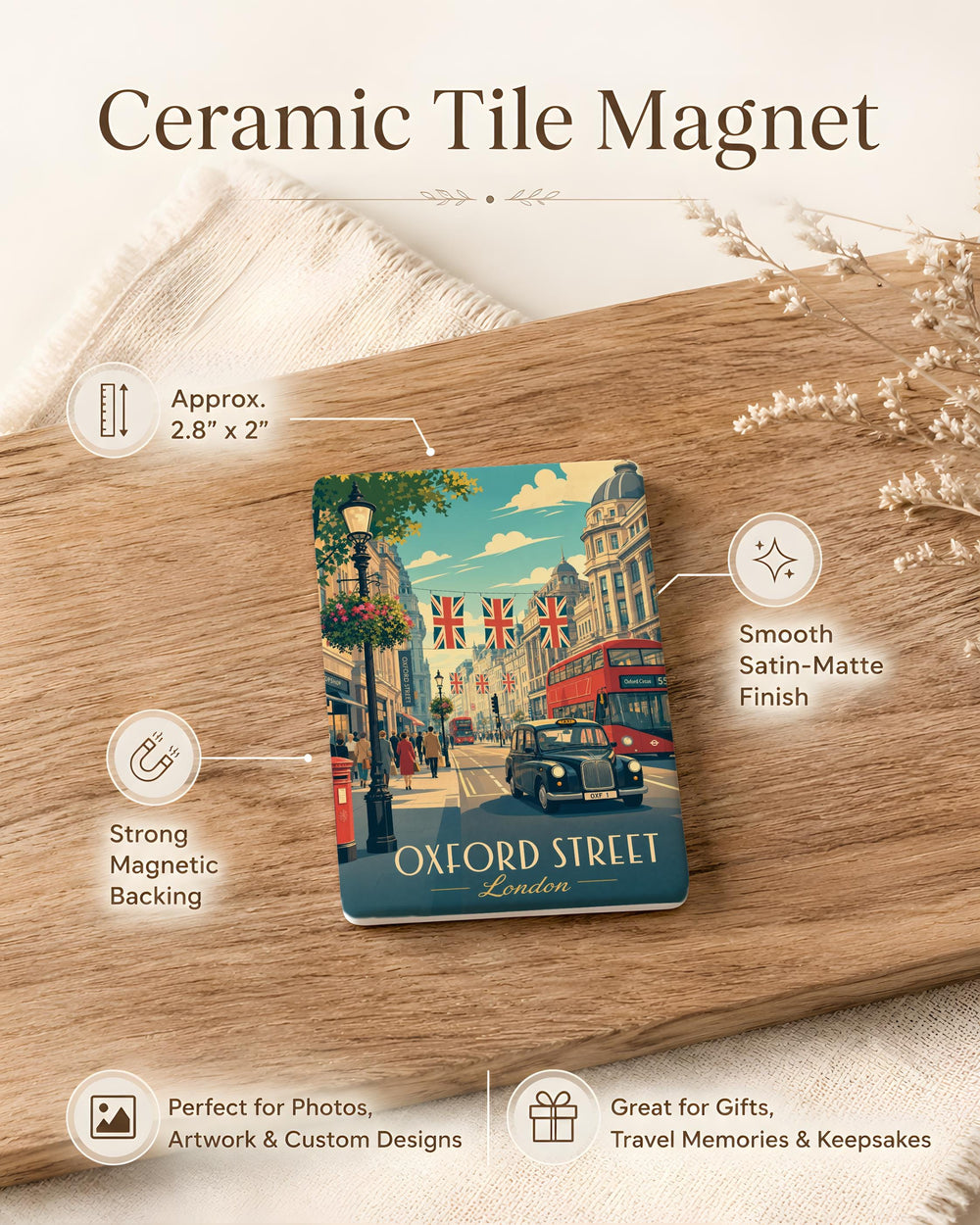 Oxford Street Fridge Magnet, London Shopping Street Souvenir, UK City Landmark Travel Keepsake Magnet