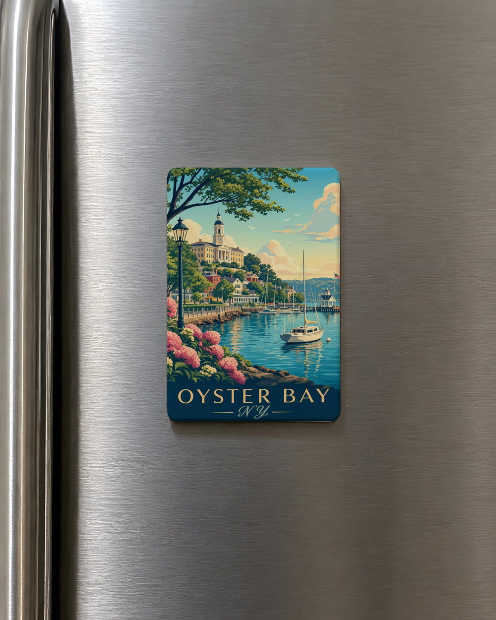 Oyster Bay NY Fridge Magnet, Long Island New York Souvenir Magnet, Oyster Bay Landmark Travel Gift, Coastal Town Keepsake