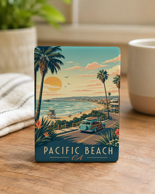 Pacific Beach CA Fridge Magnet, San Diego California Coastal Souvenir, Beach Town Travel Keepsake, Oceanfront Vacation Gift
